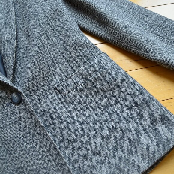Pendleton Vintage Gray Wool Herringbone Preppy Academia Blazer Jacket Size 2 - Picture 6 of 15